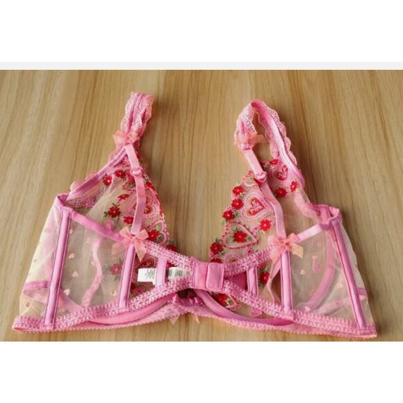 NWT For Love and Lemons Doily Heart bra 36C - Picture 2 of 7